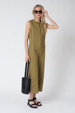 Sleeveless Cotton Twill Jumpsuit