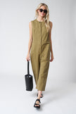 Sleeveless Cotton Twill Jumpsuit