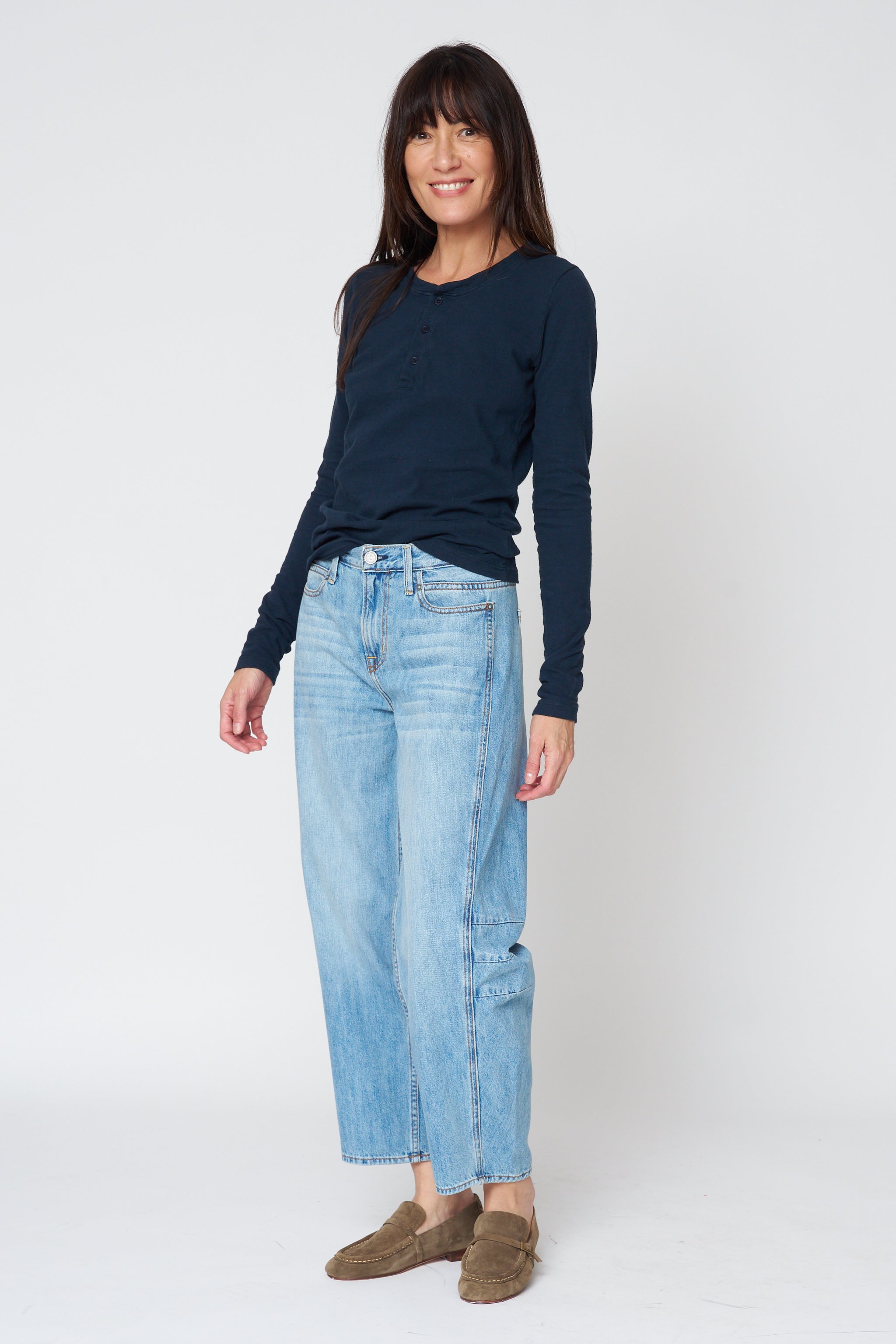 Ava Flutter Slung Fit Jeans - Dover Wash