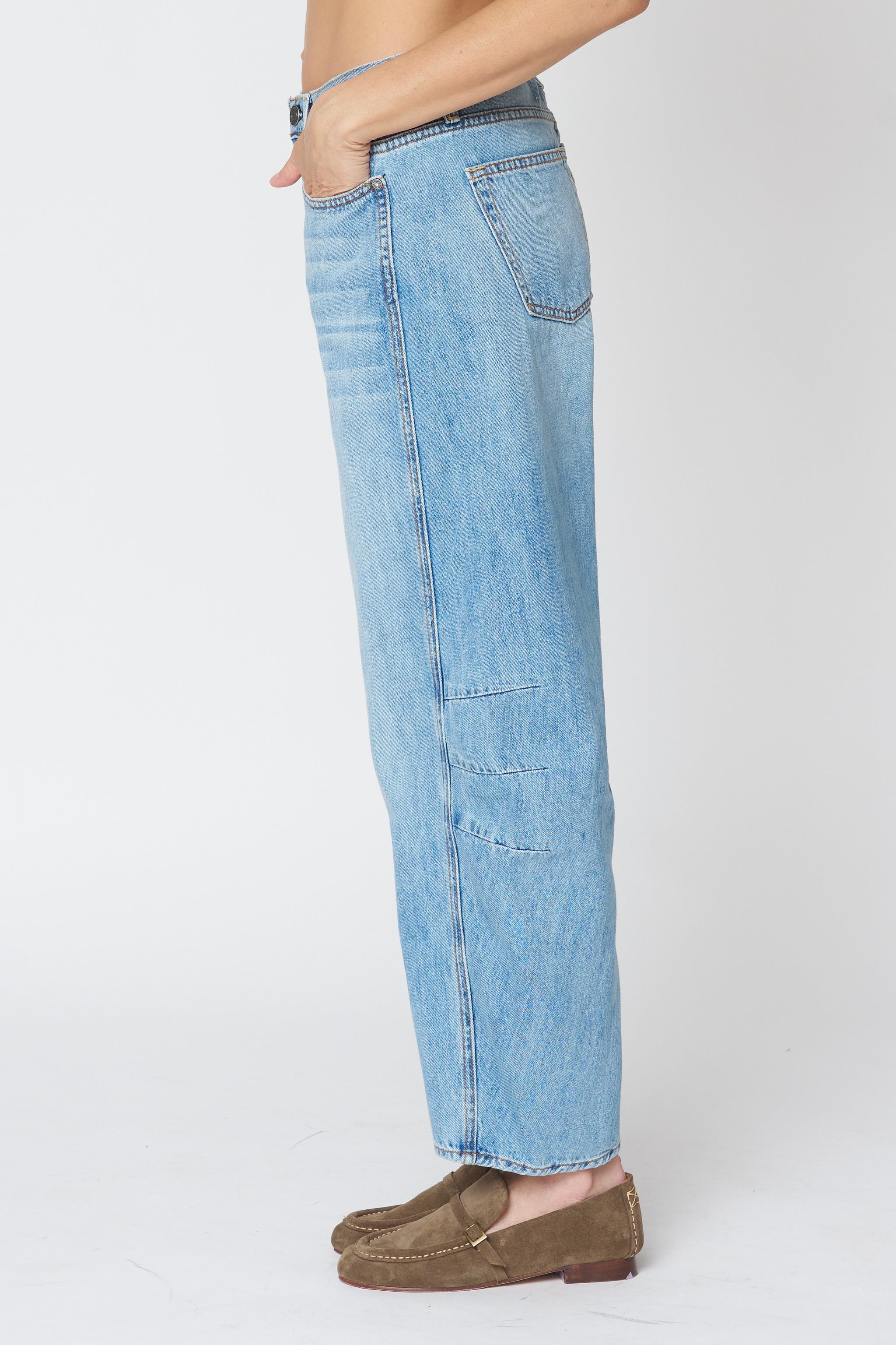 Ava Flutter Slung Fit Jeans - Dover Wash