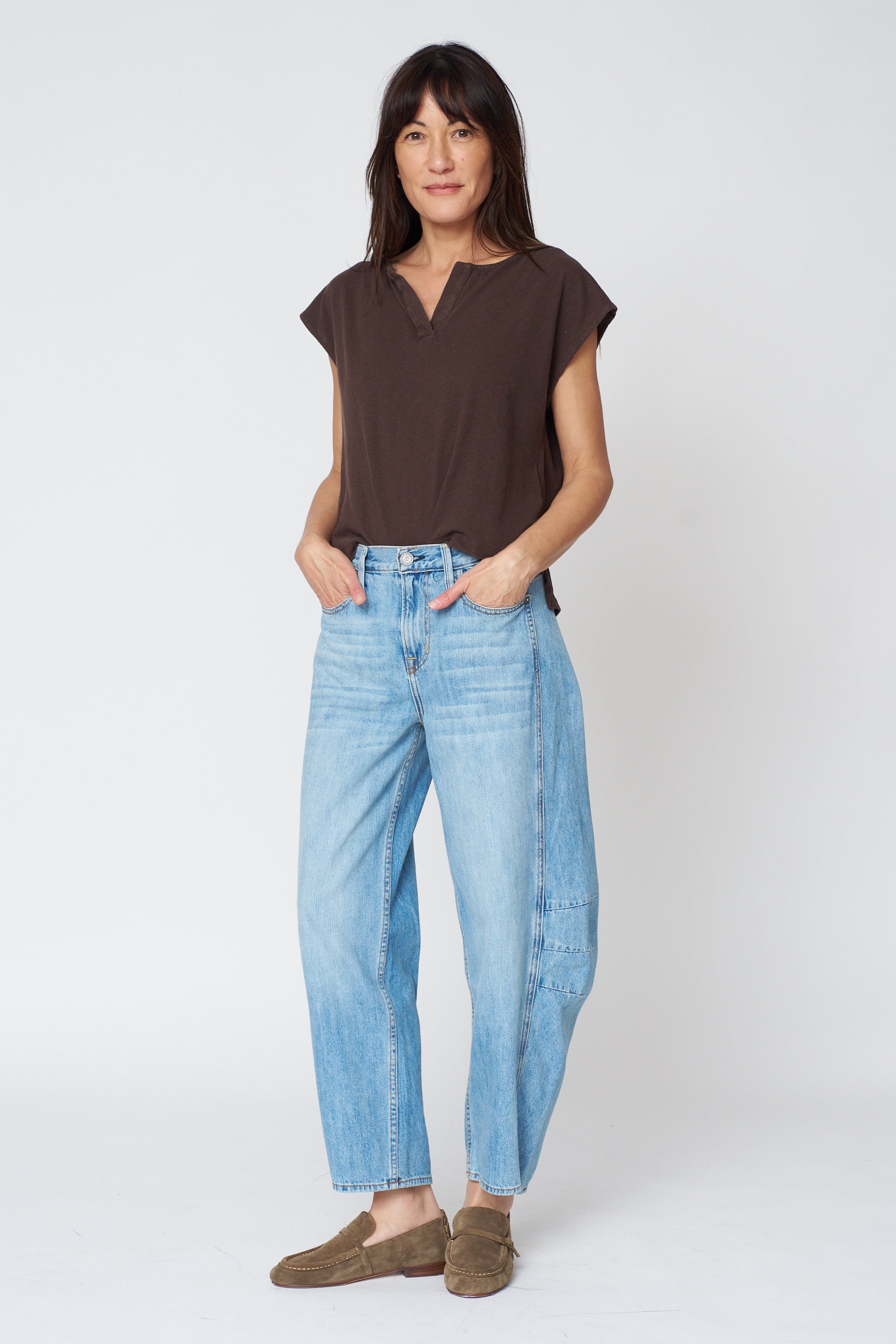 Ava Flutter Slung Fit Jeans - Dover Wash