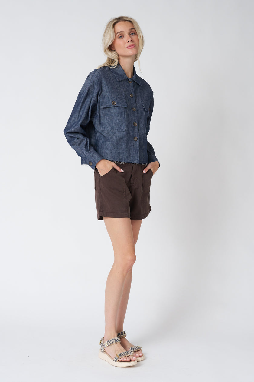 Izzy Shirt in Linen Twill Denim
