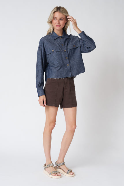 Izzy Shirt in Linen Twill Denim