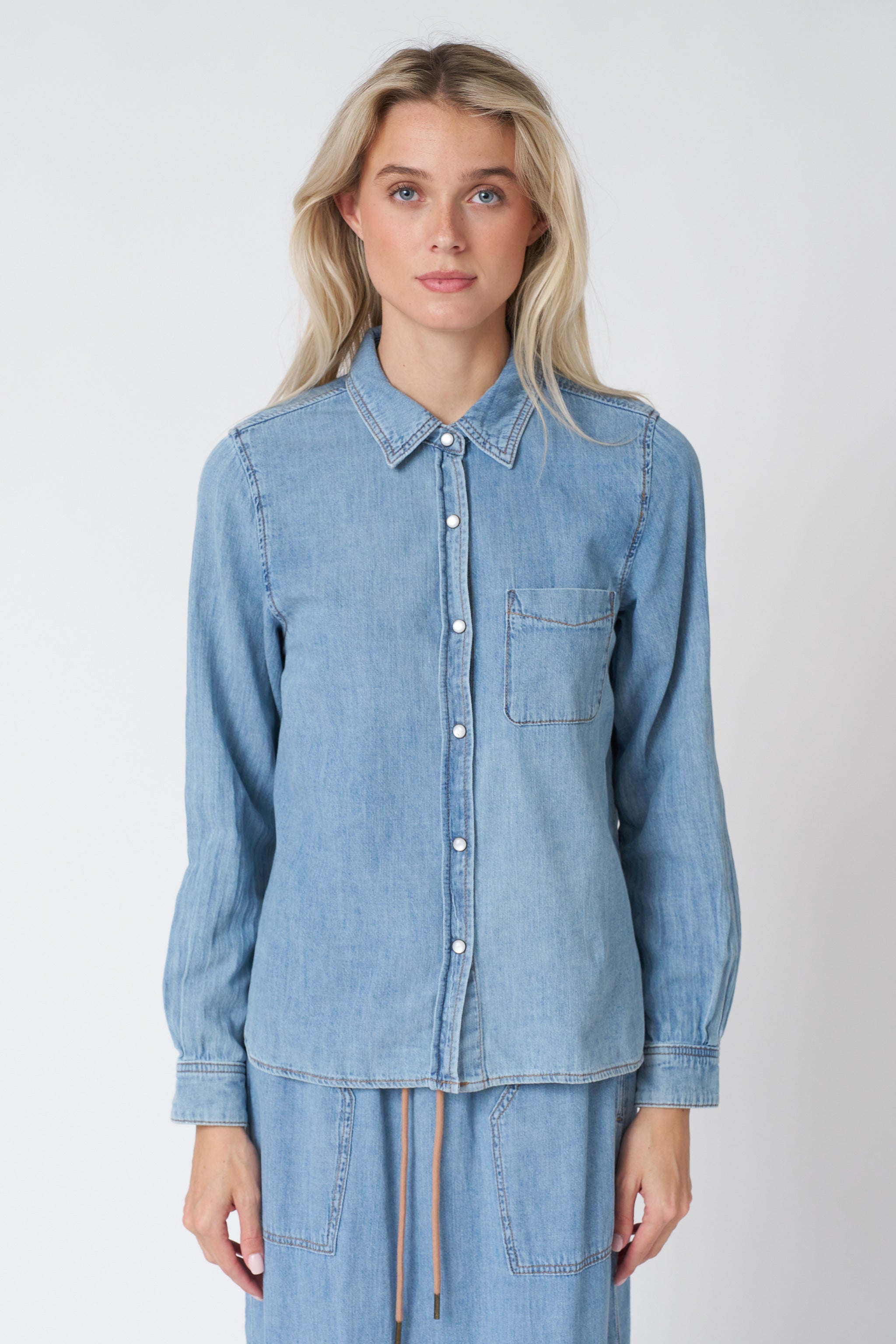 Denim Button Down in Blue Wash