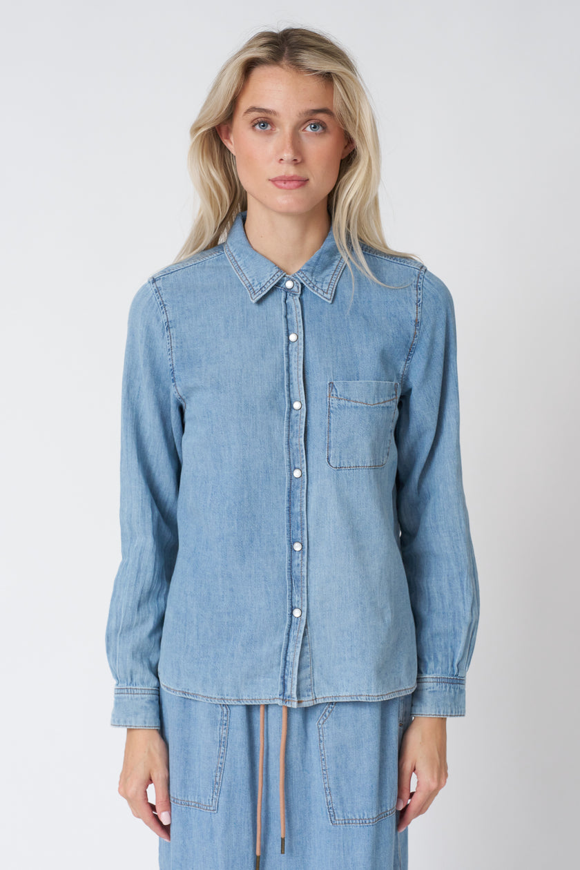 Denim Button Down in Blue Wash