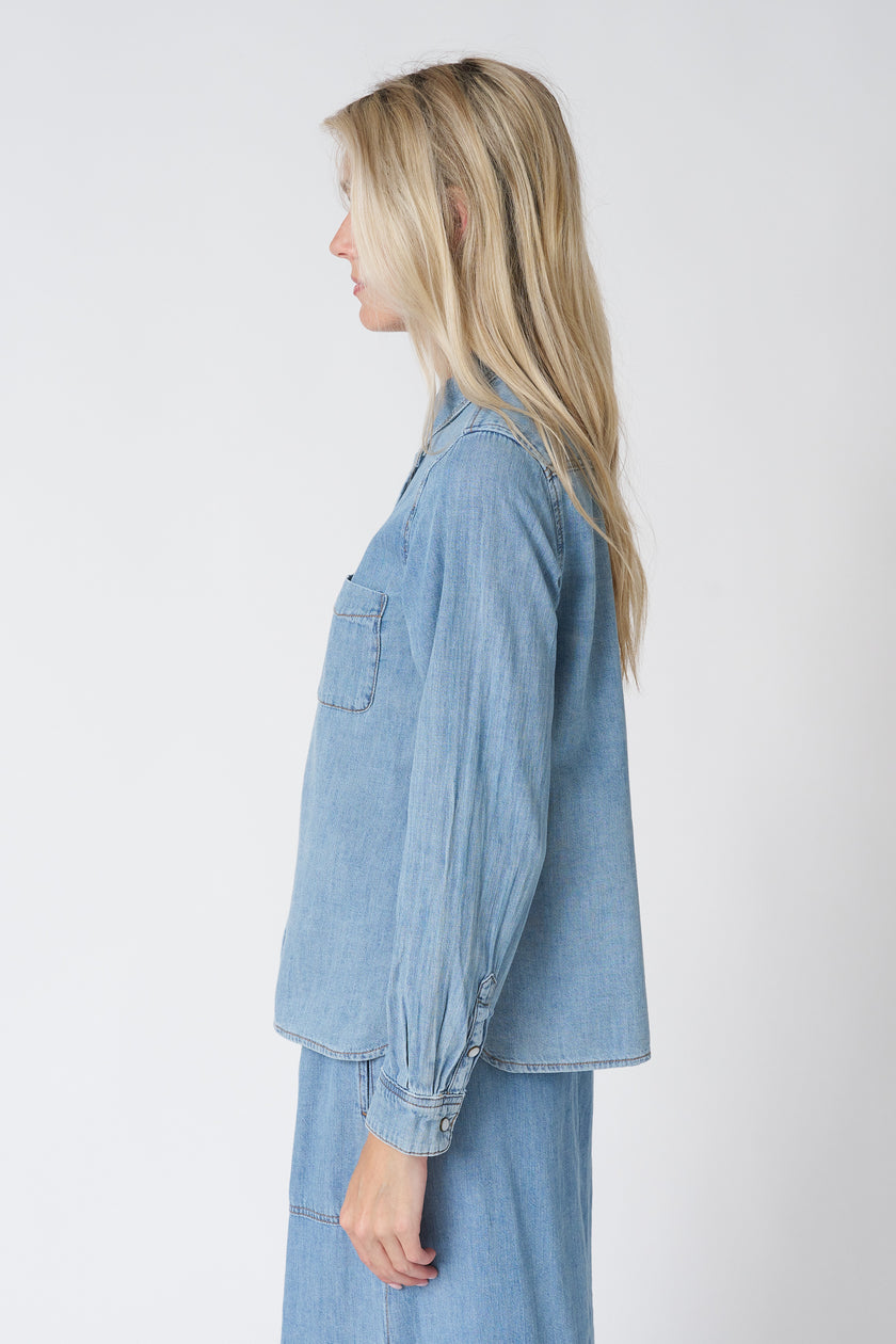Denim Button Down in Blue Wash