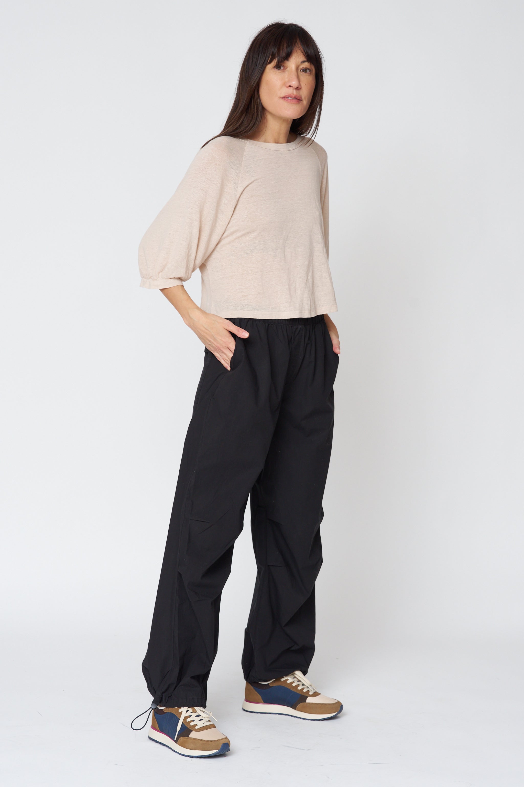 Brooks Corded Hem Pant in Black