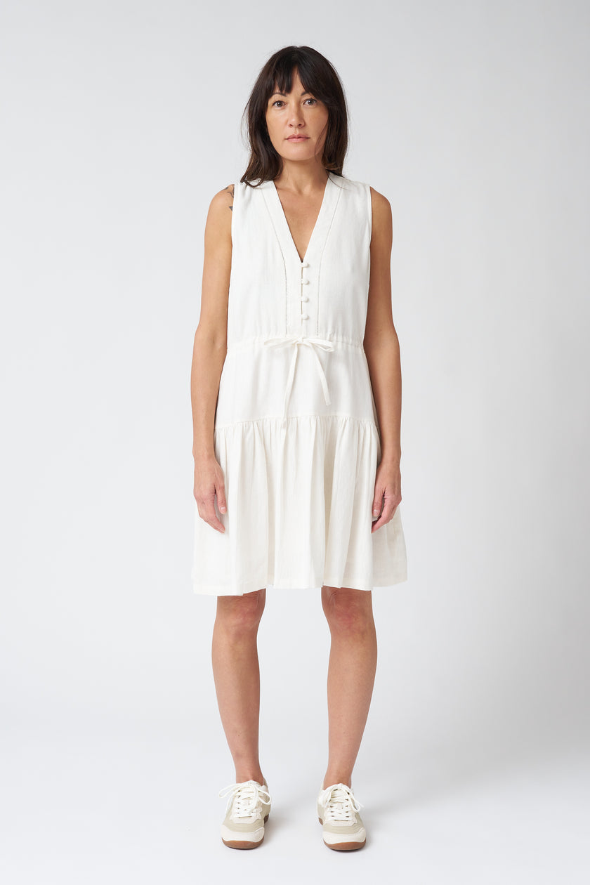 Emerson Fry Basque Sundress in Ivory Linen
