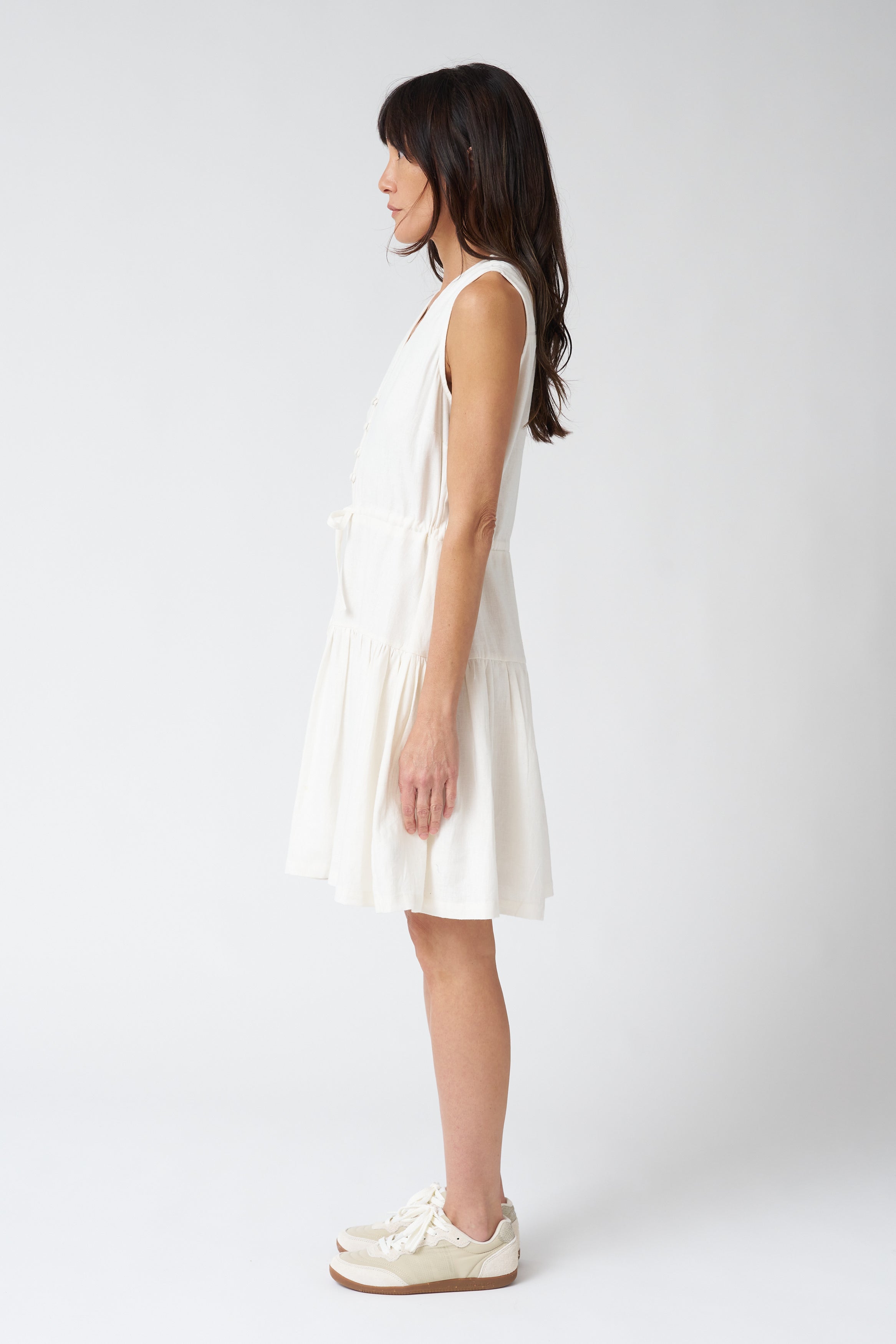 Emerson Fry Basque Sundress in Ivory Linen