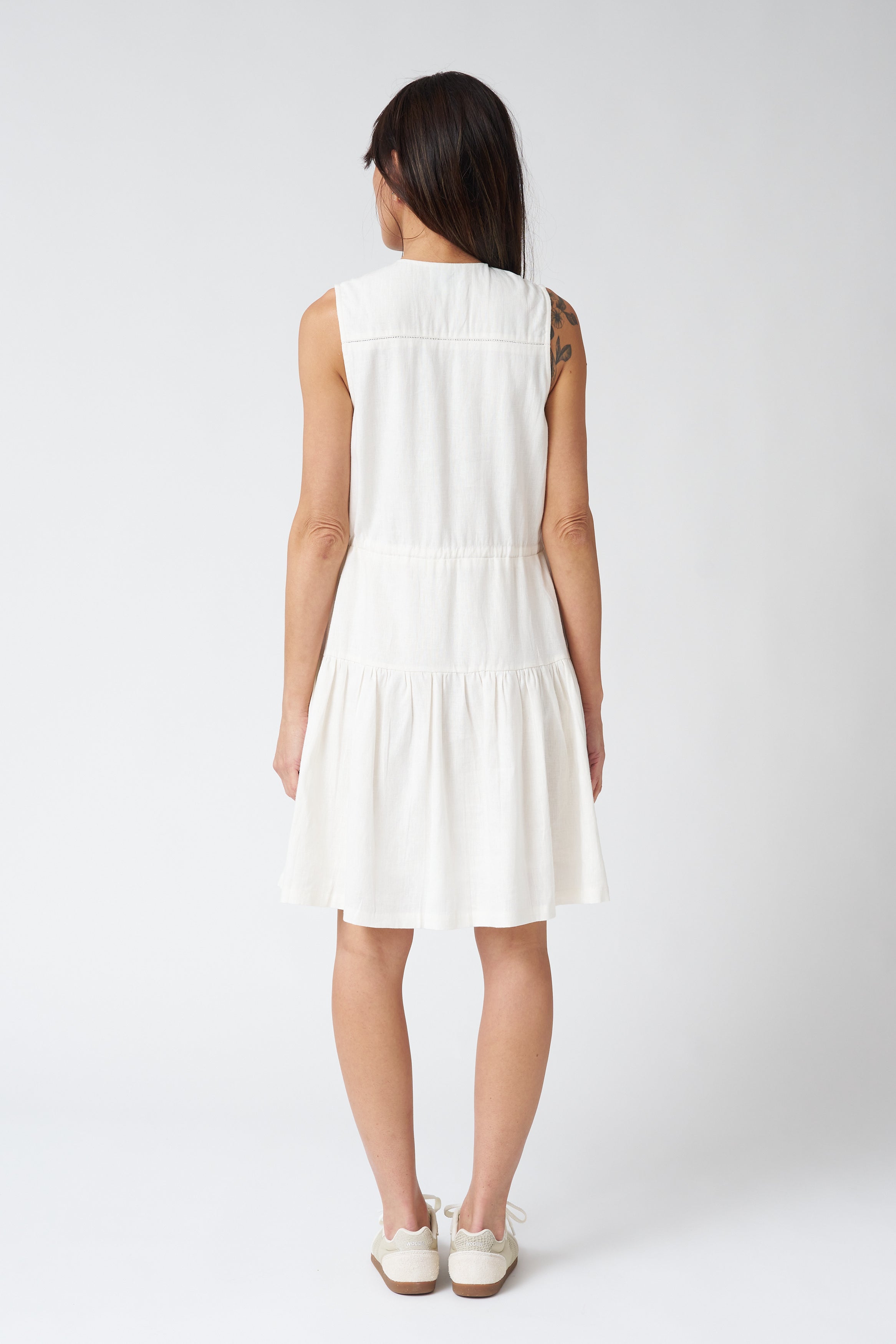 Emerson Fry Basque Sundress in Ivory Linen