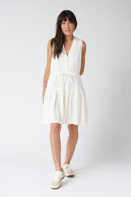 Emerson Fry Basque Sundress in Ivory Linen