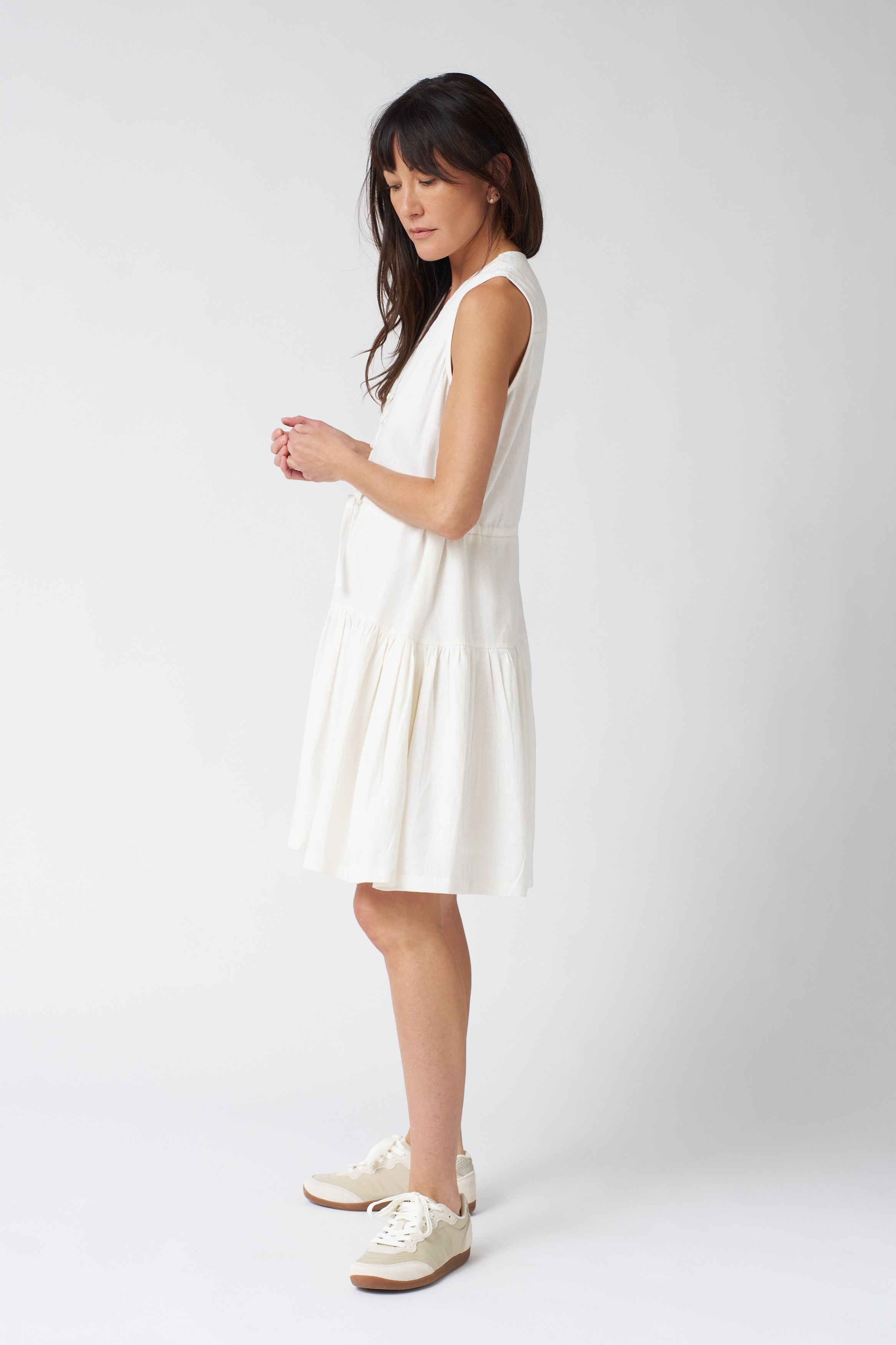 Emerson Fry Basque Sundress in Ivory Linen