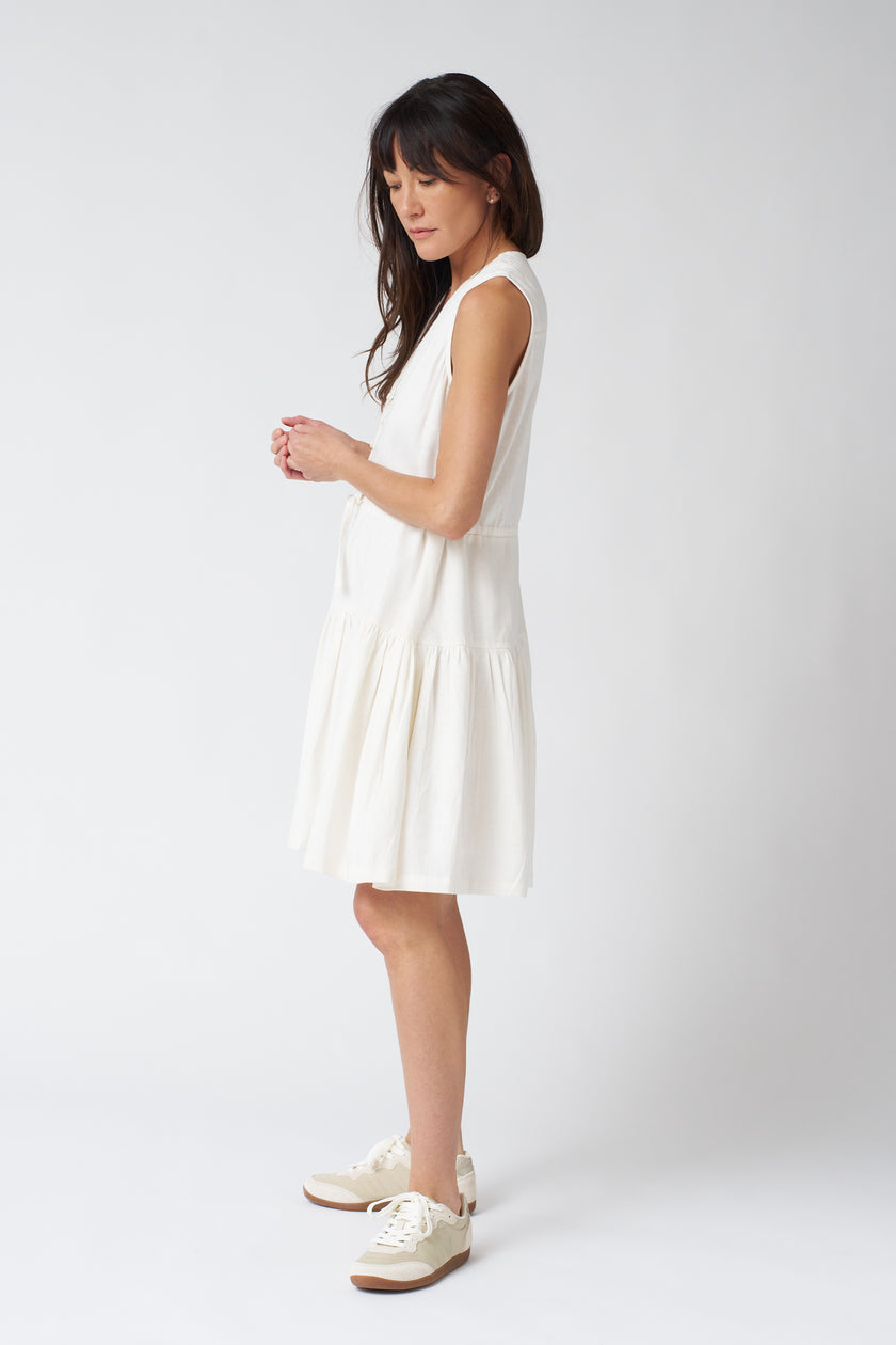 Emerson Fry Basque Sundress in Ivory Linen