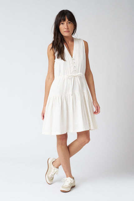 Emerson Fry Basque Sundress in Ivory Linen