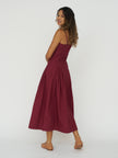 Ciao Lucia Karita Dress in Bordeaux Cotton Poplin
