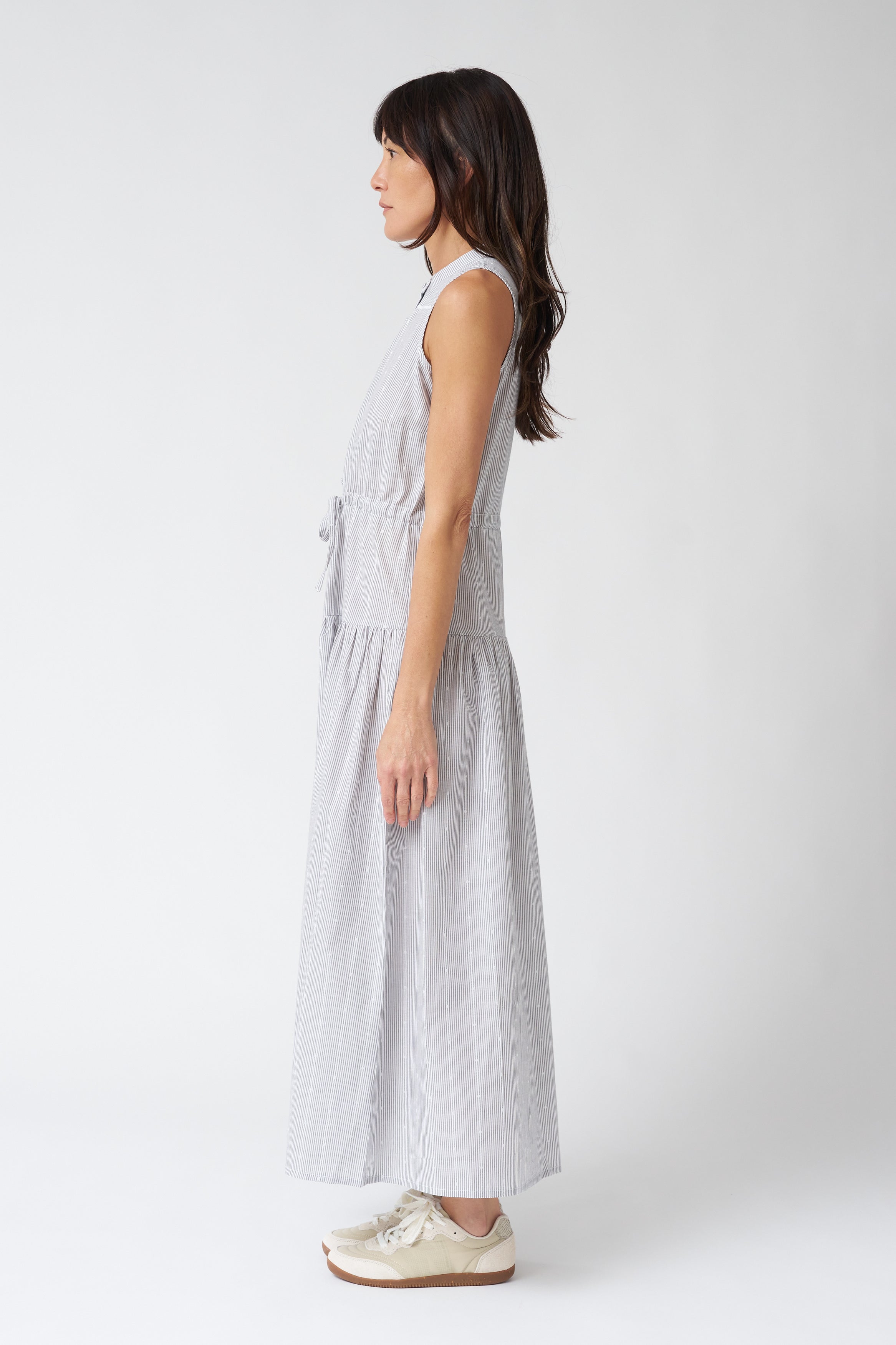 Emerson Fry Lucy 4 Basque Sleeveless Dress in James Stripe