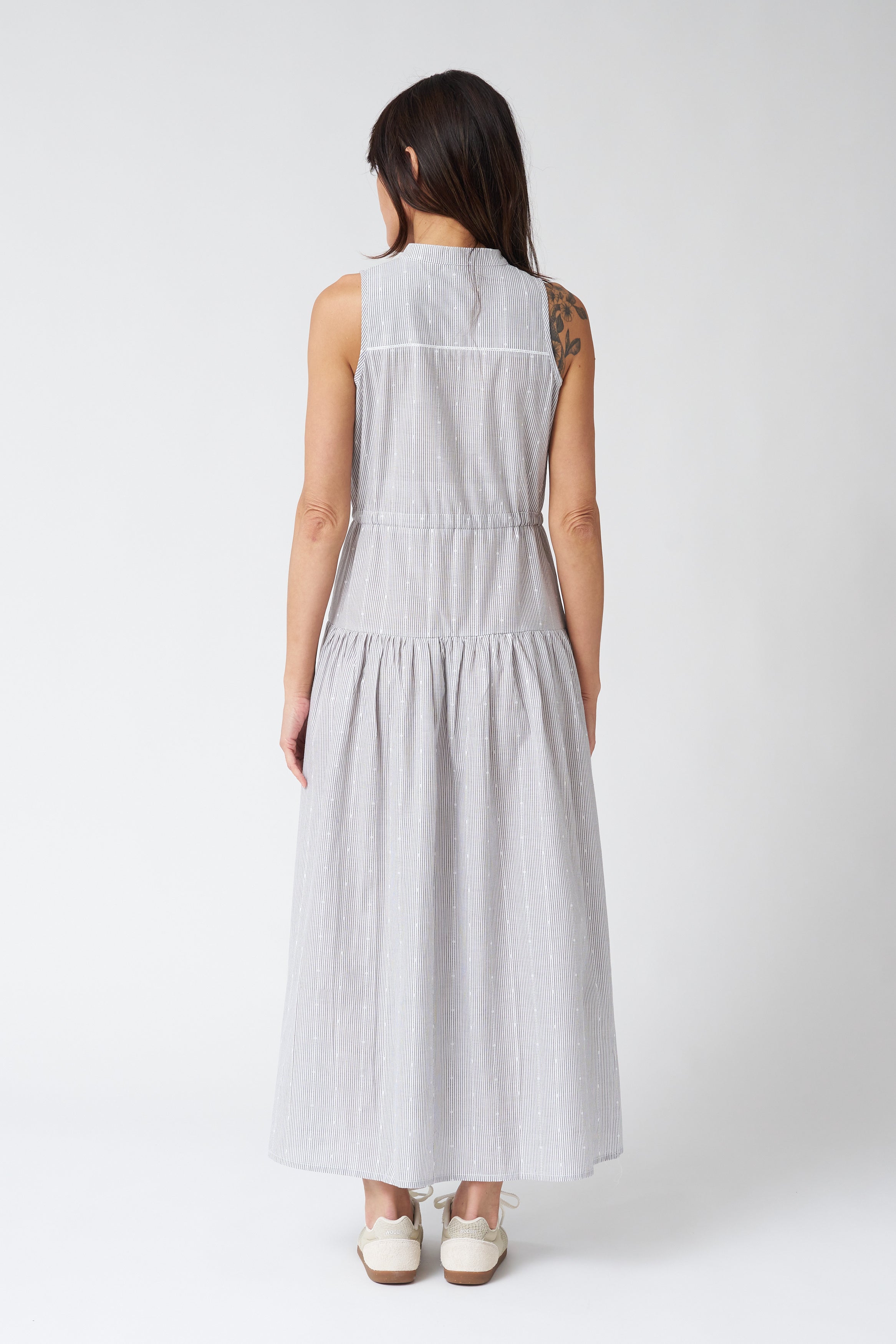 Emerson Fry Lucy 4 Basque Sleeveless Dress in James Stripe