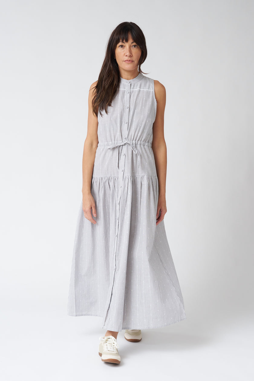 Emerson Fry Lucy 4 Basque Sleeveless Dress in James Stripe