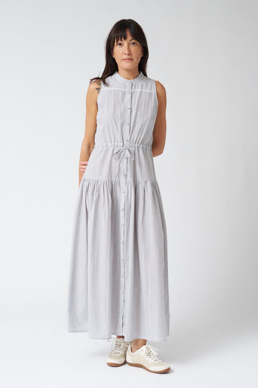Emerson Fry Lucy 4 Basque Sleeveless Dress in James Stripe