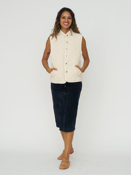 Quilted Snap Vest - Natural