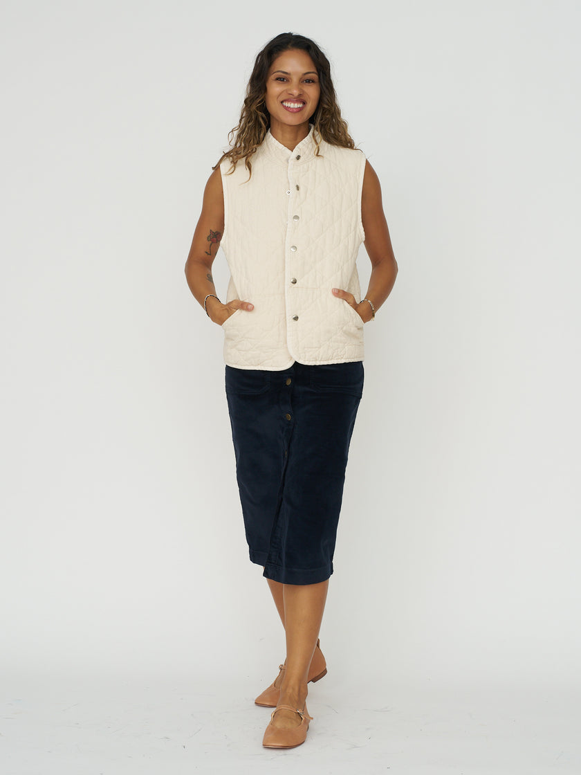 Quilted Snap Vest - Natural