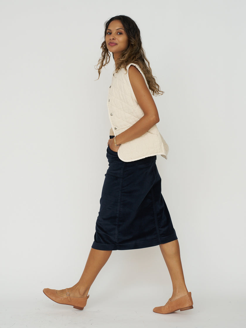 Quilted Snap Vest - Natural