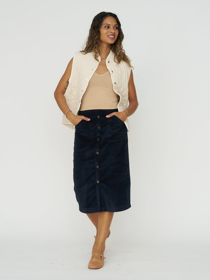 Quilted Snap Vest - Natural