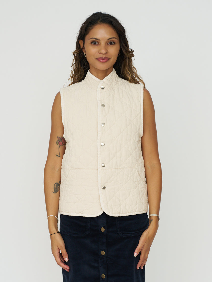 Quilted Snap Vest - Natural