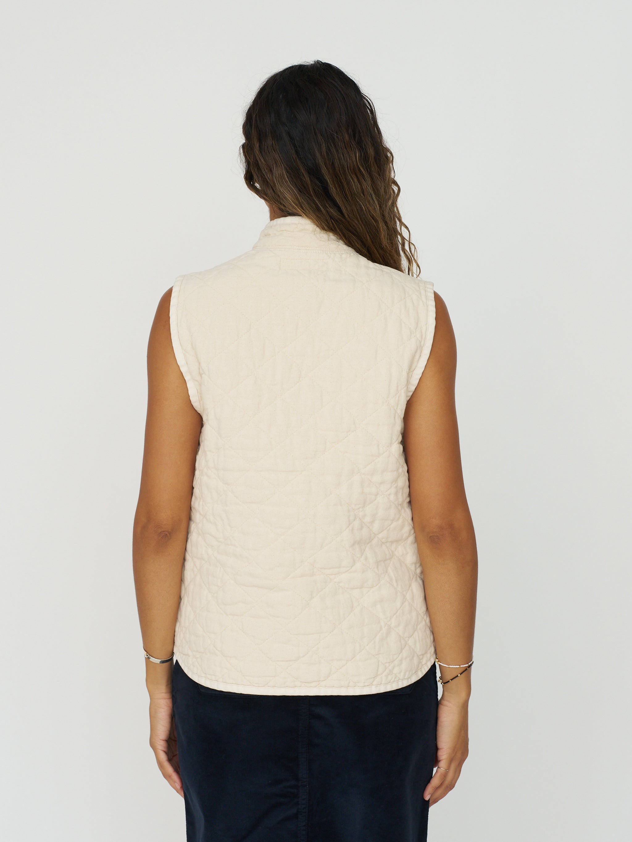 Quilted Snap Vest - Natural