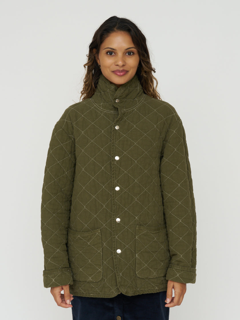 Quilted Snap Jacket - Olive