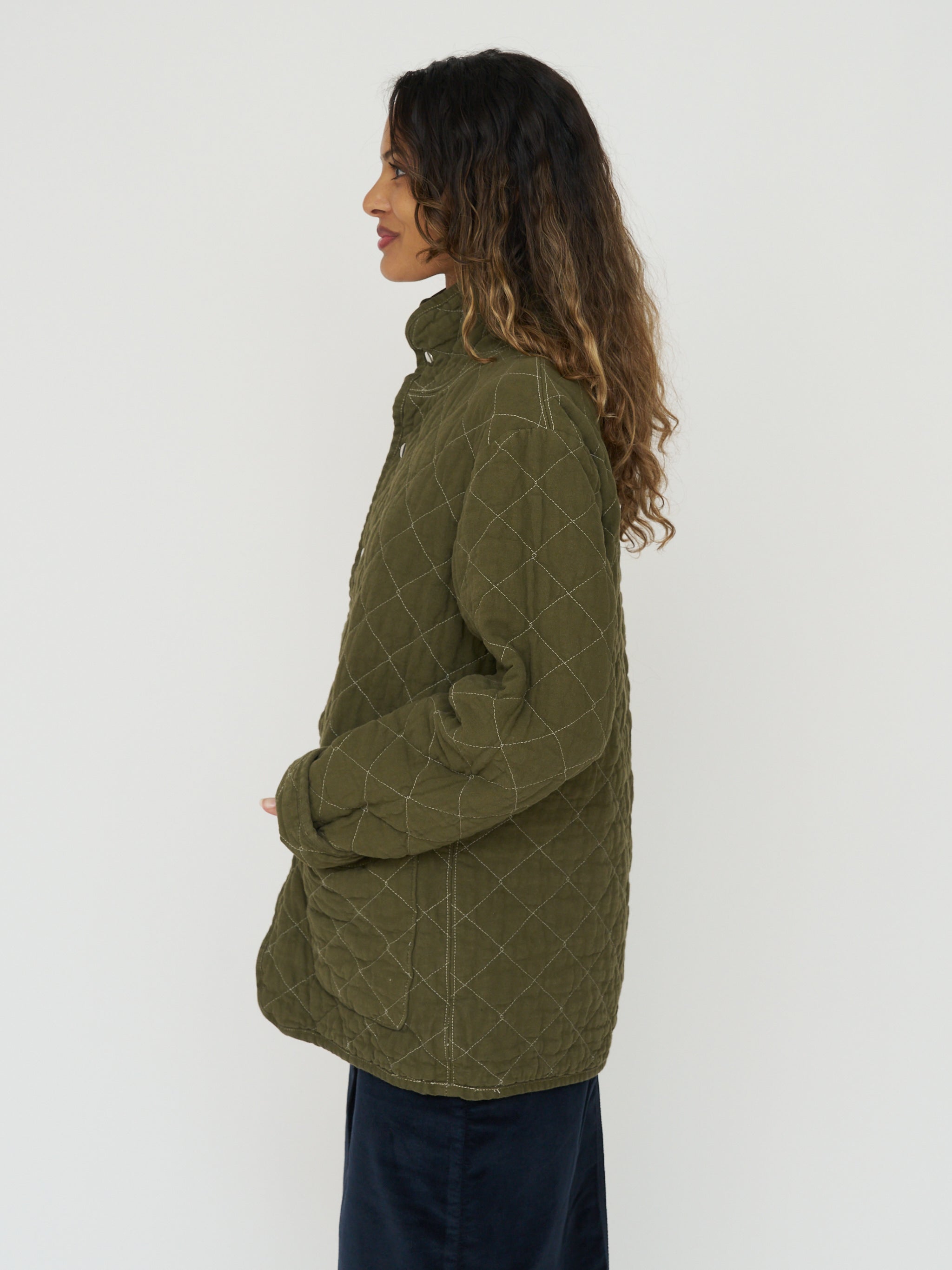 Quilted Snap Jacket - Olive