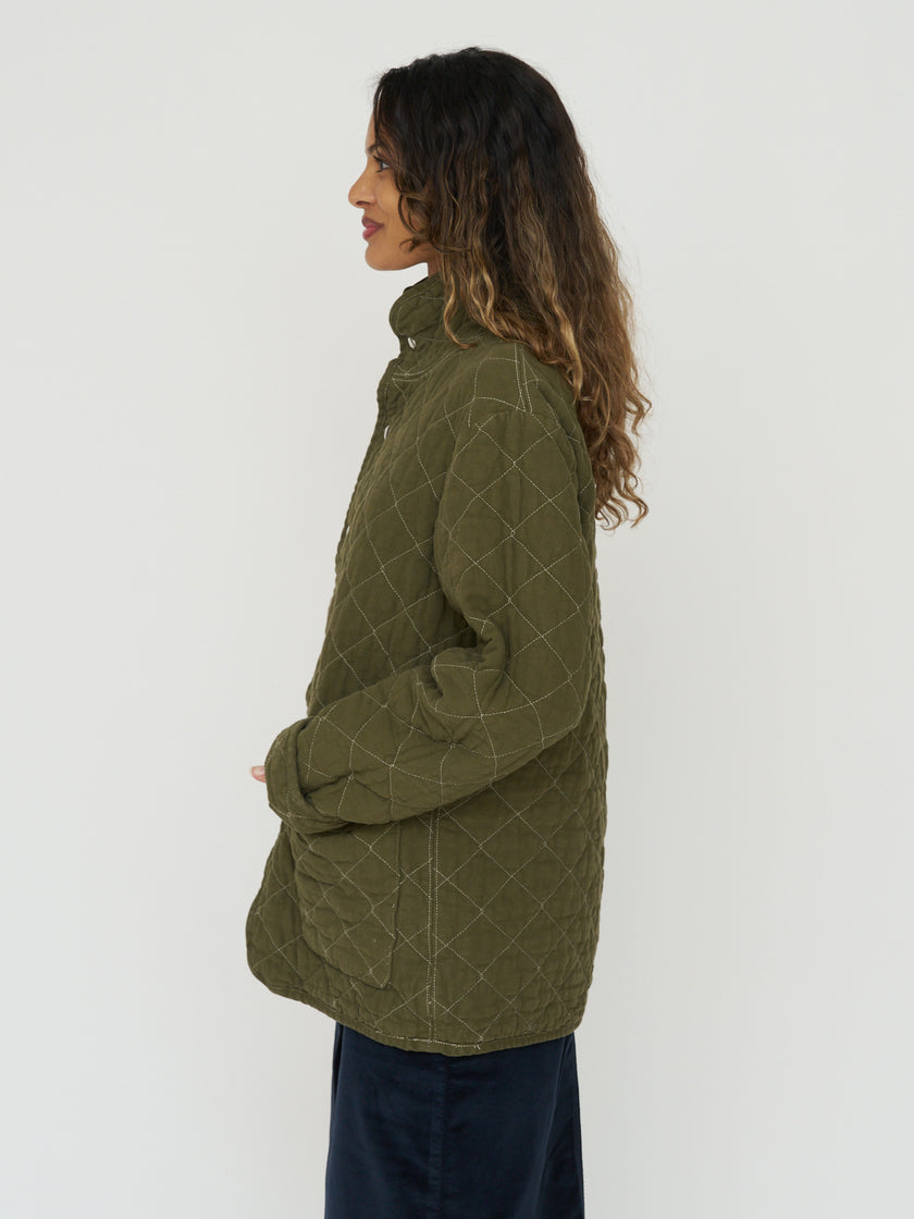 Quilted Snap Jacket - Olive