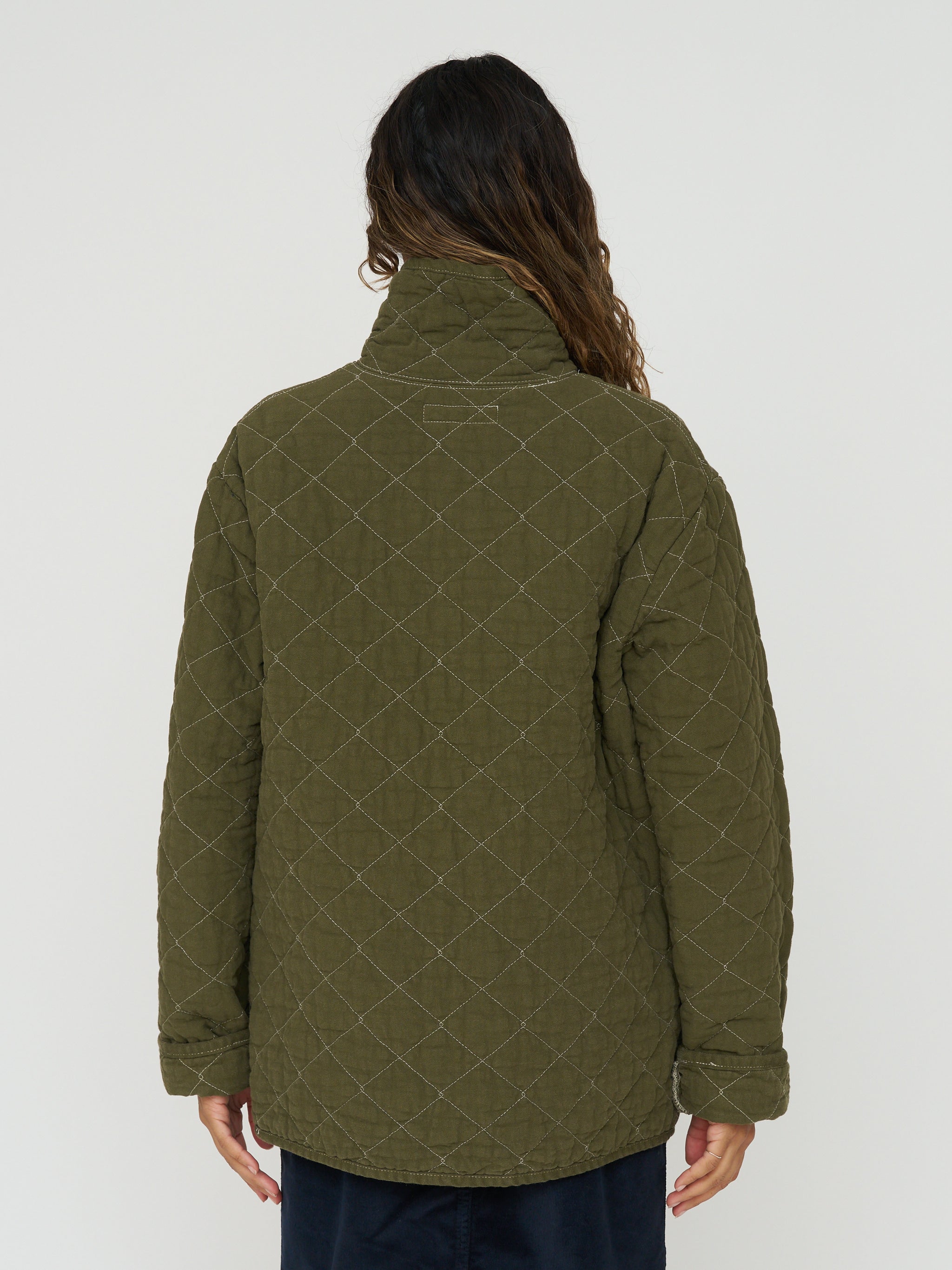 Quilted Snap Jacket - Olive