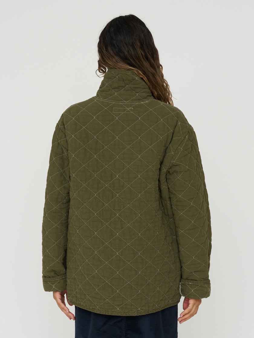 Quilted Snap Jacket - Olive