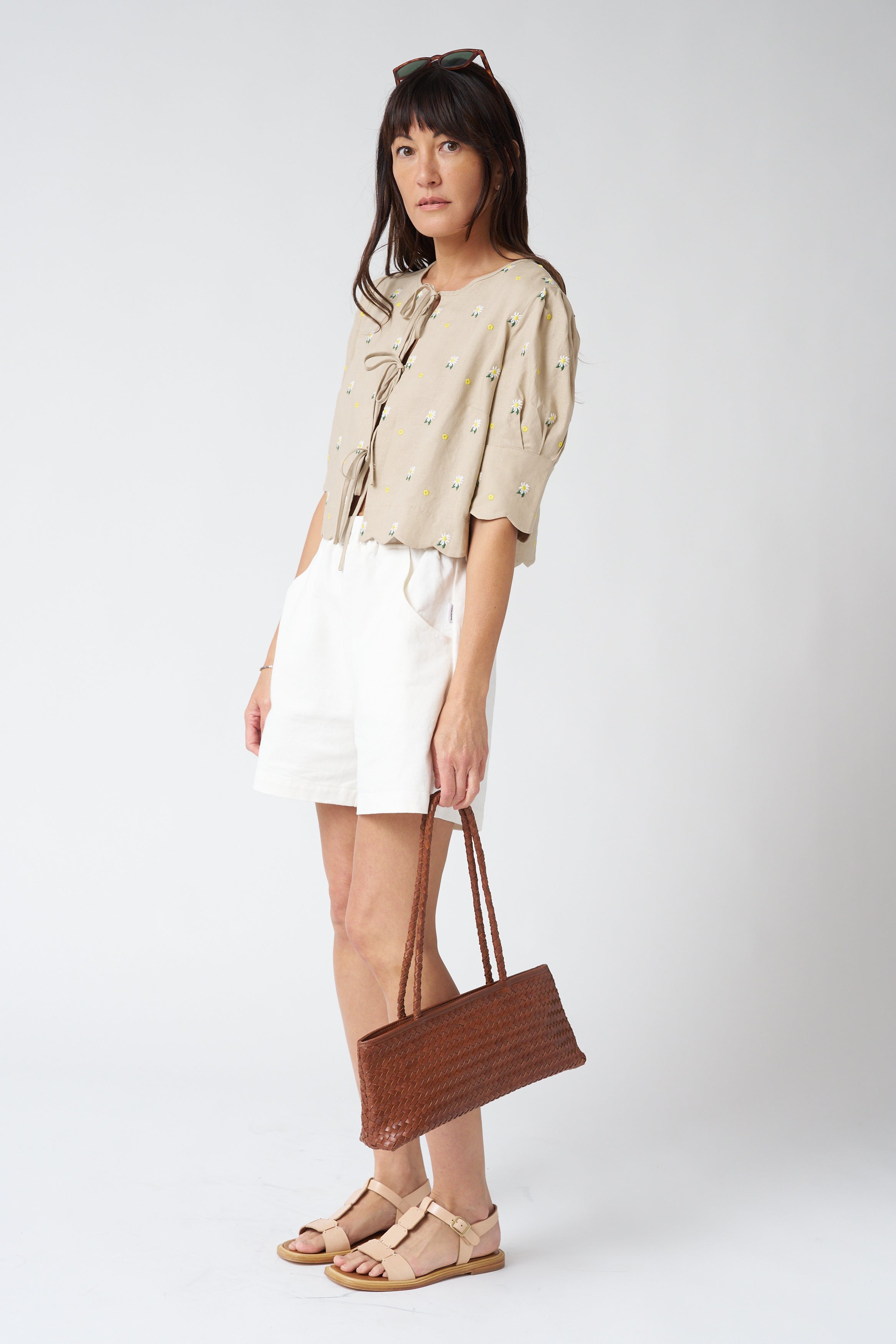 Sister New York Madrid Top in Embroidered Daisy