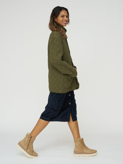 Quilted Snap Jacket - Olive