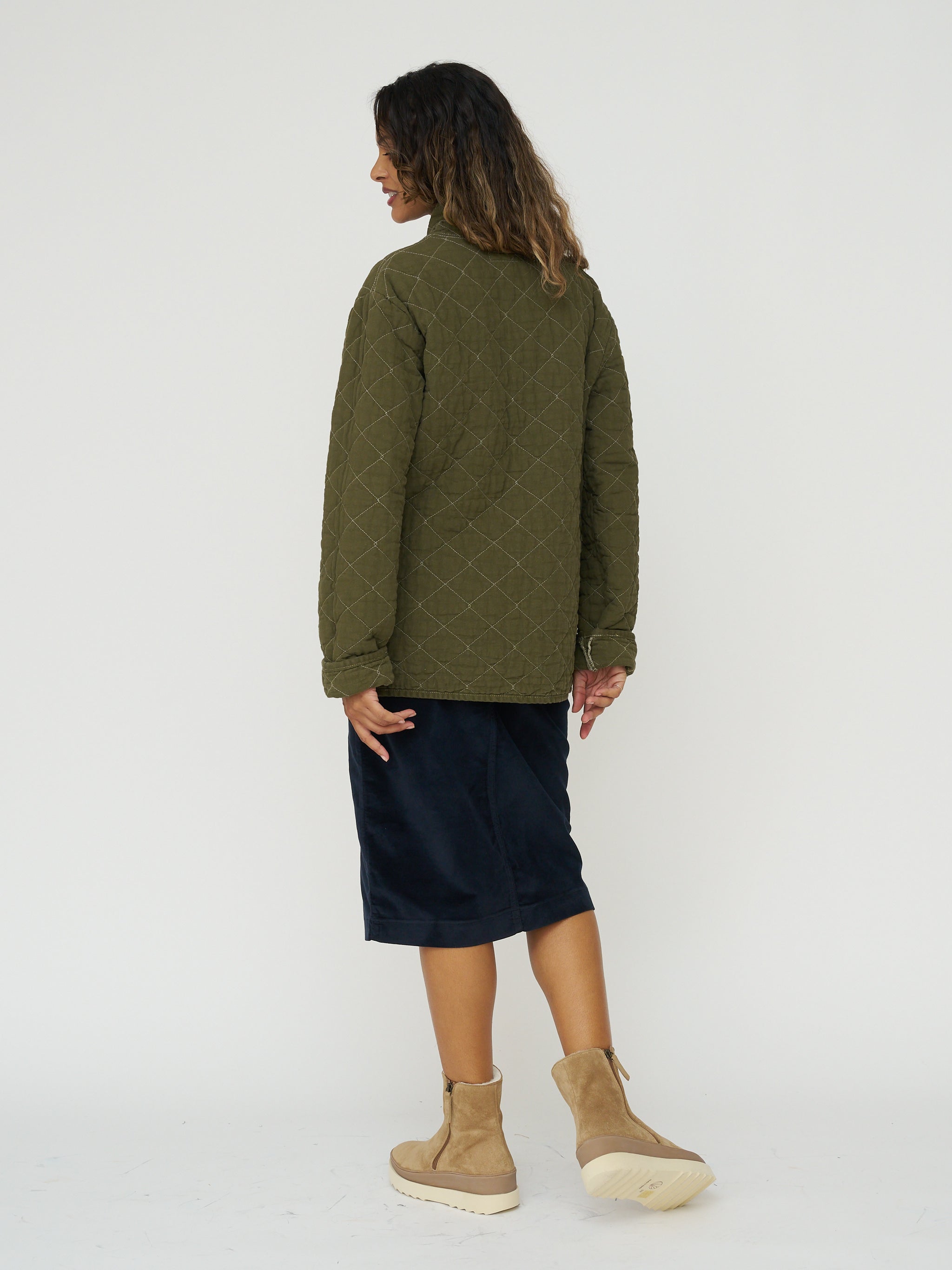 Quilted Snap Jacket - Olive