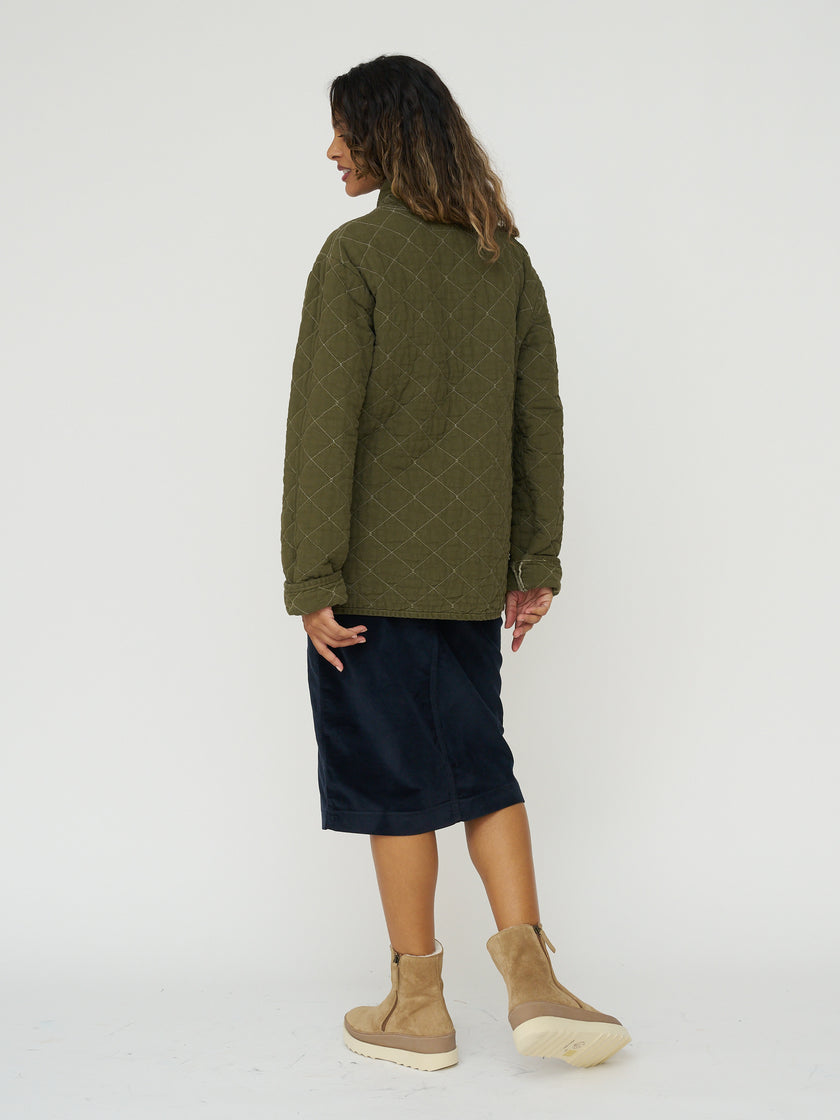 Quilted Snap Jacket - Olive