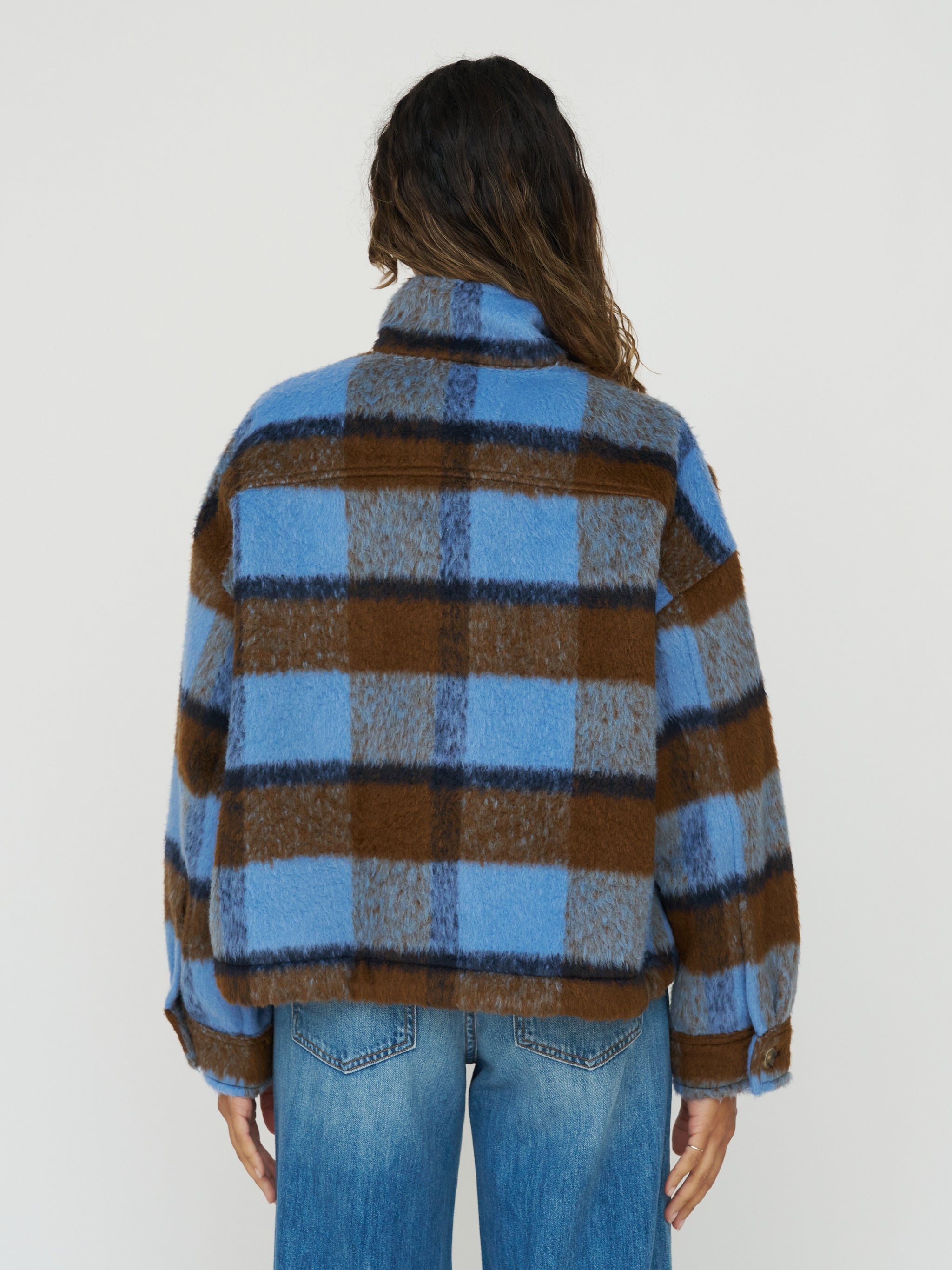 Brushed Plaid Bomber Jacket