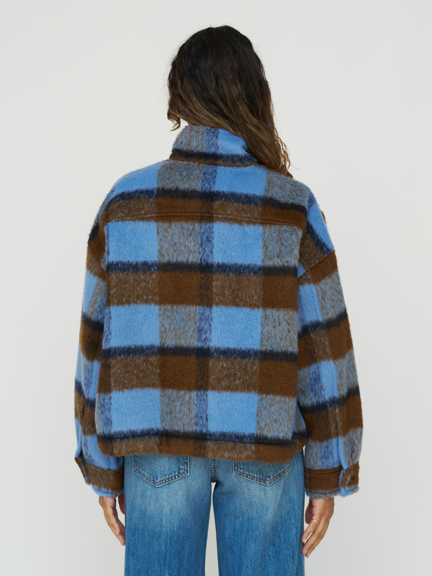 Brushed Plaid Bomber Jacket