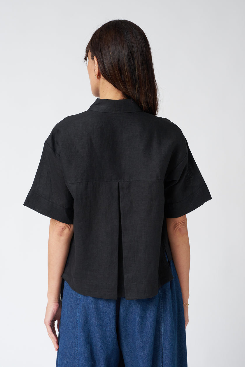 Eddy Shirt in French Linen - Black