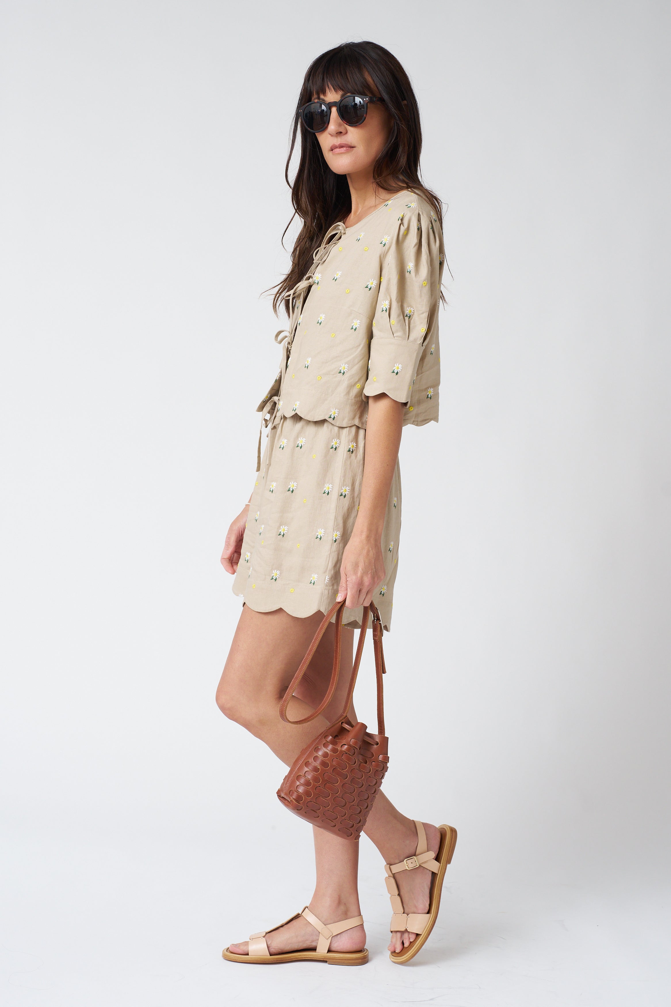 Sister New York Brig Short in Embroidered Daisy