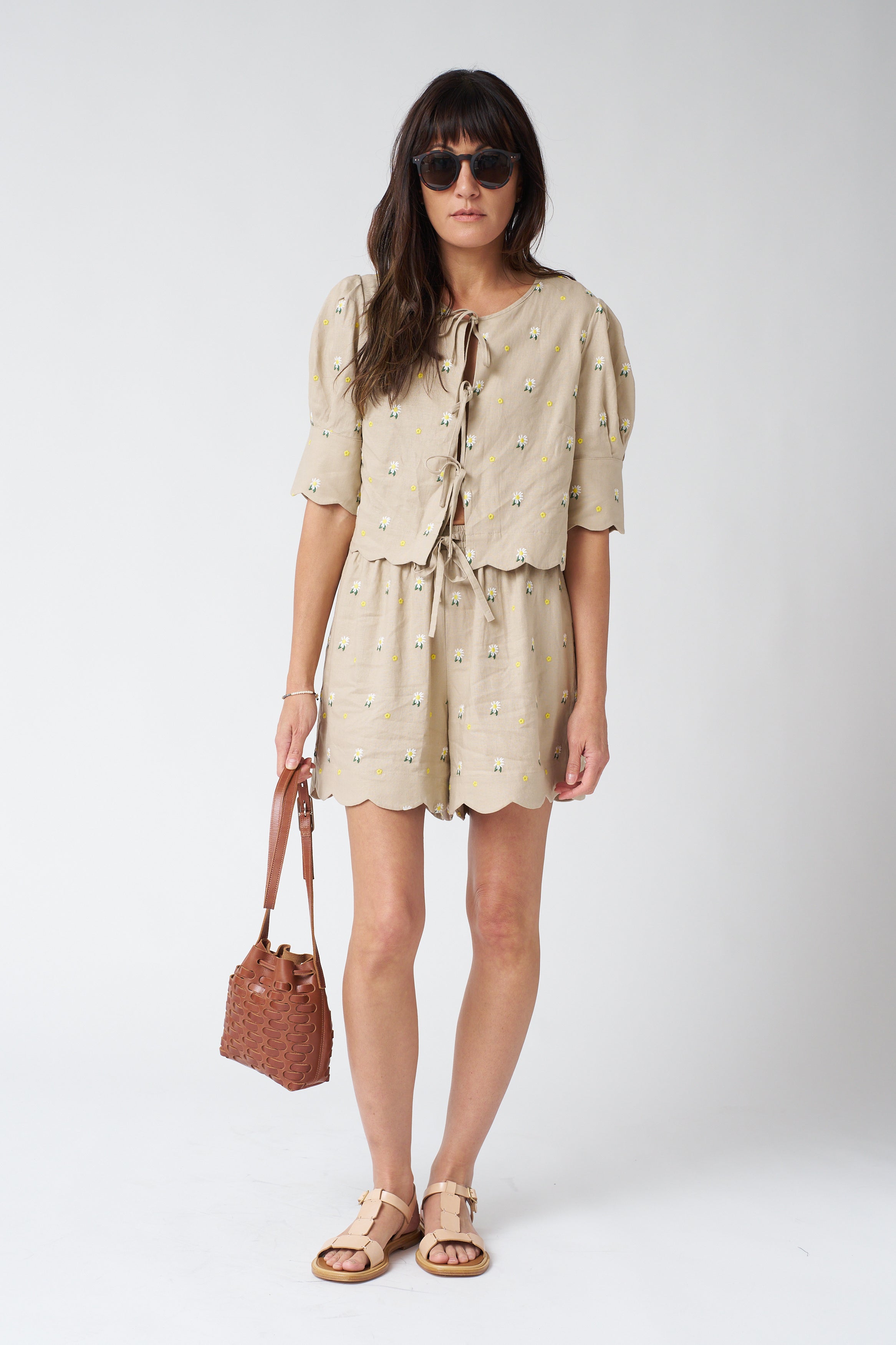 Sister New York Brig Short in Embroidered Daisy