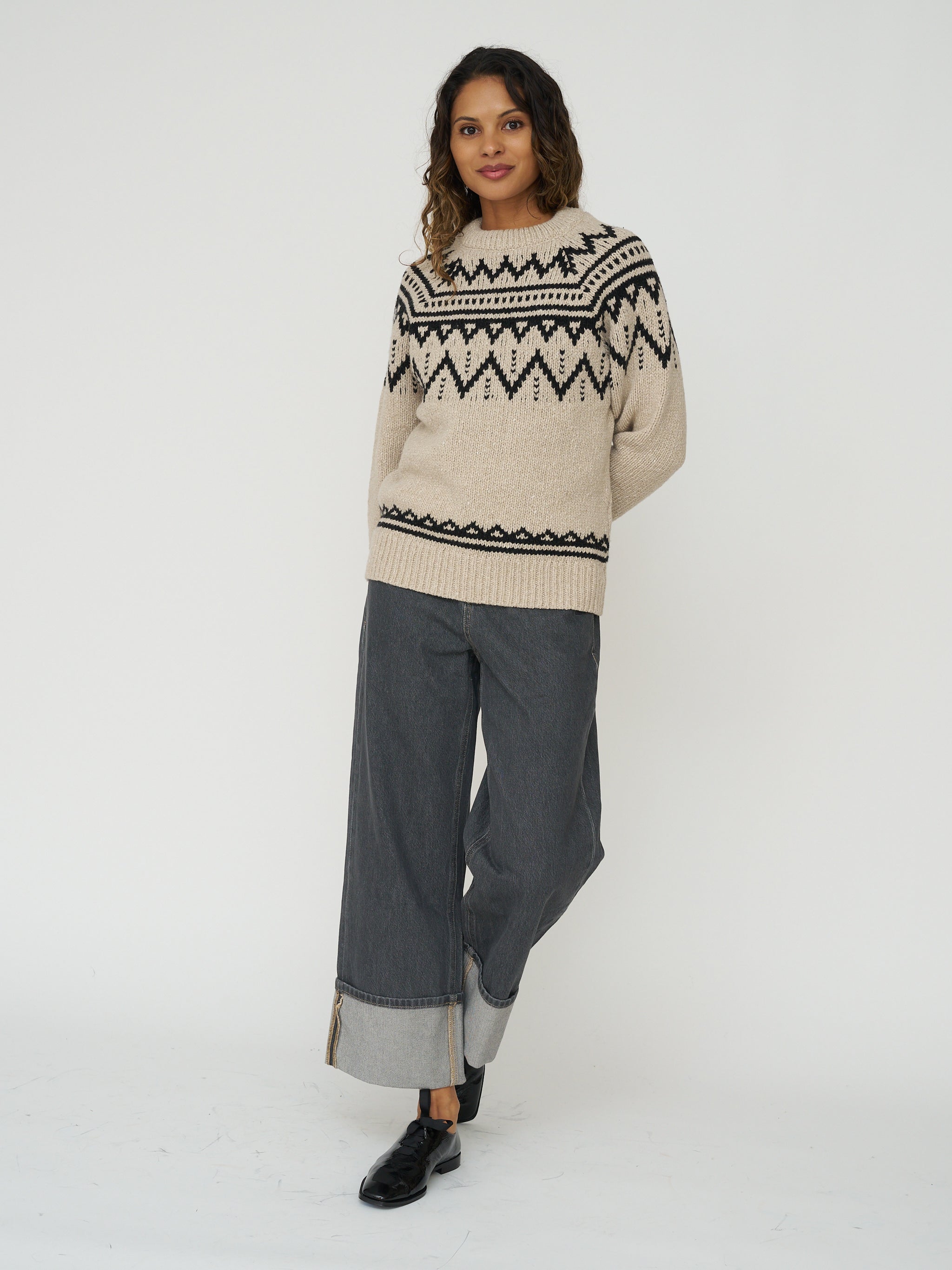 The New Society Wool Jumper in Moonlight Vigore
