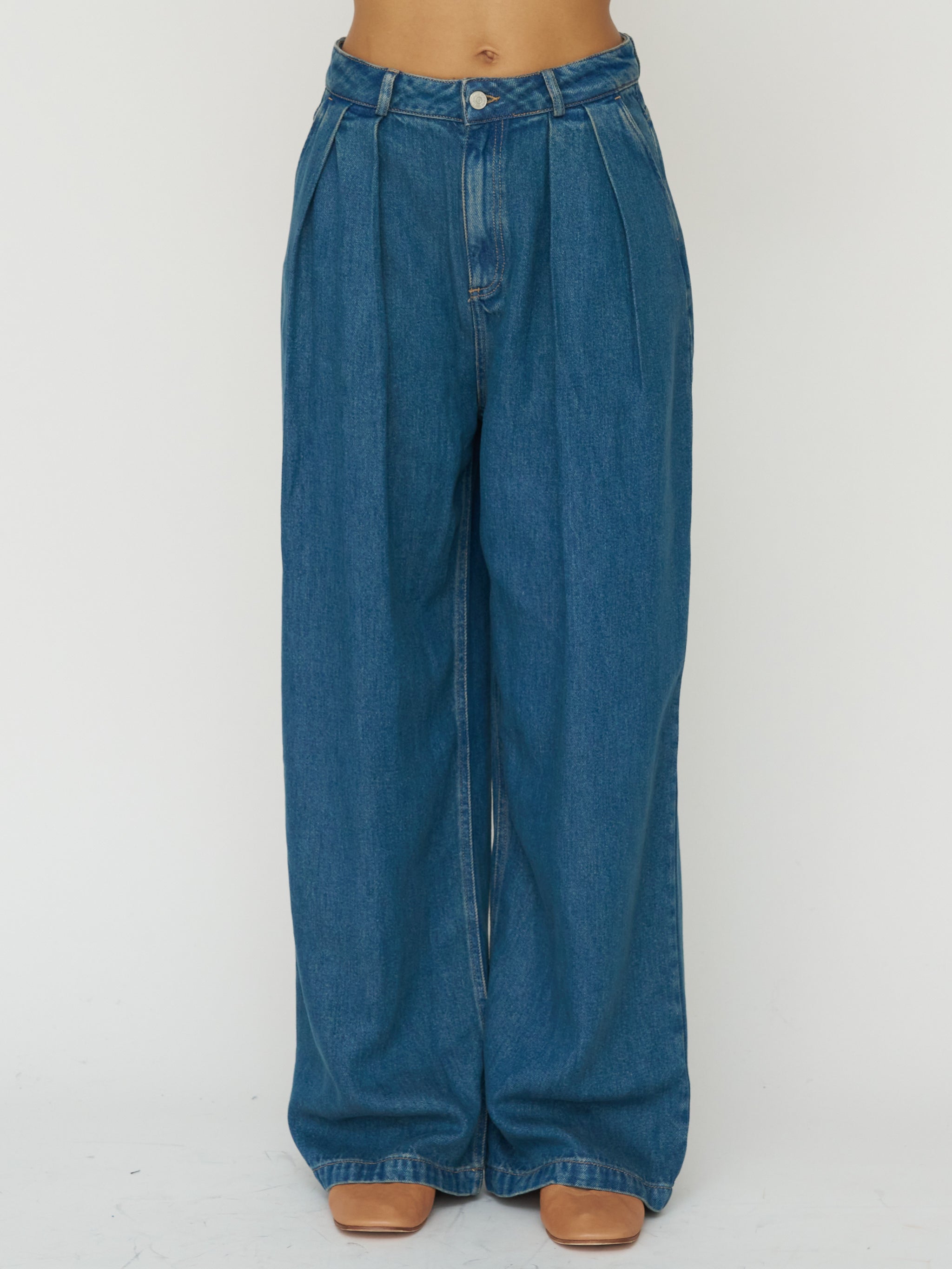 The New Society Pleated Denim Trouser