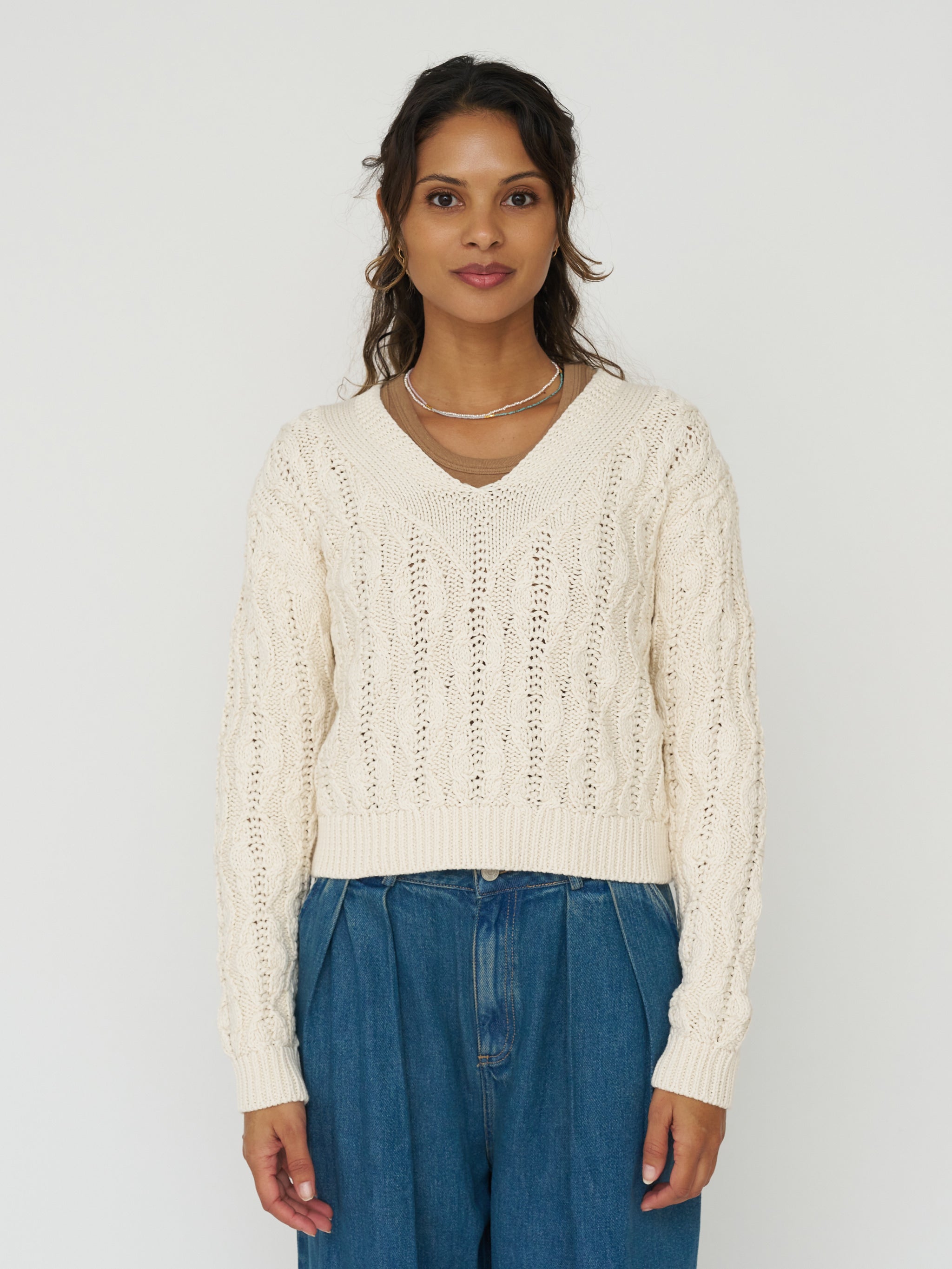 Cable Knit Sweater in Ivory