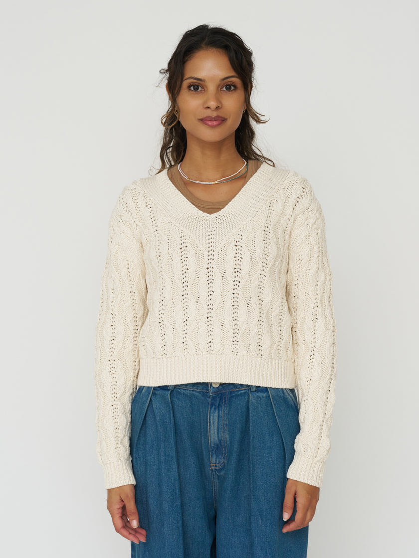 Cable Knit Sweater in Ivory
