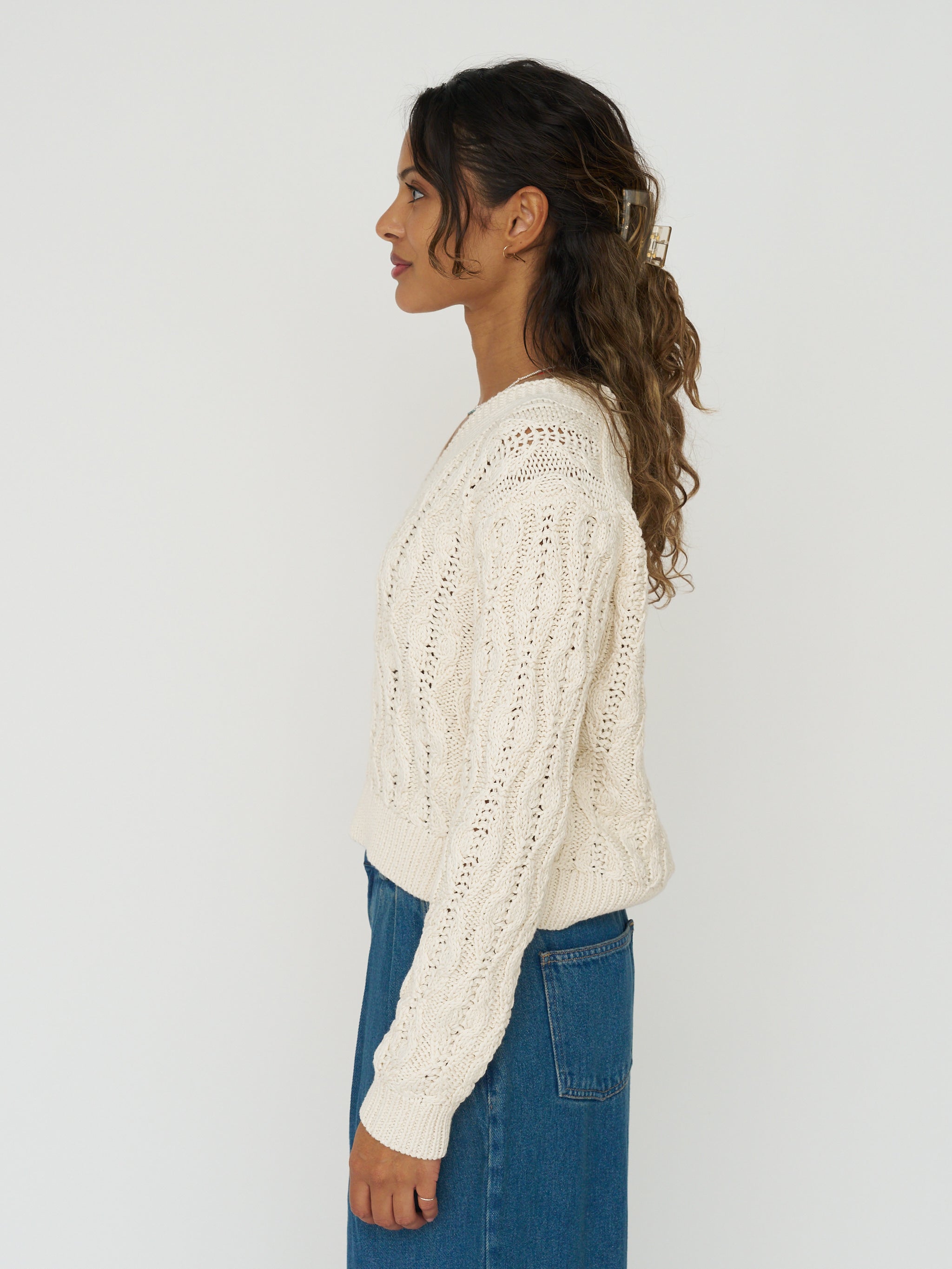 Cable Knit Sweater in Ivory