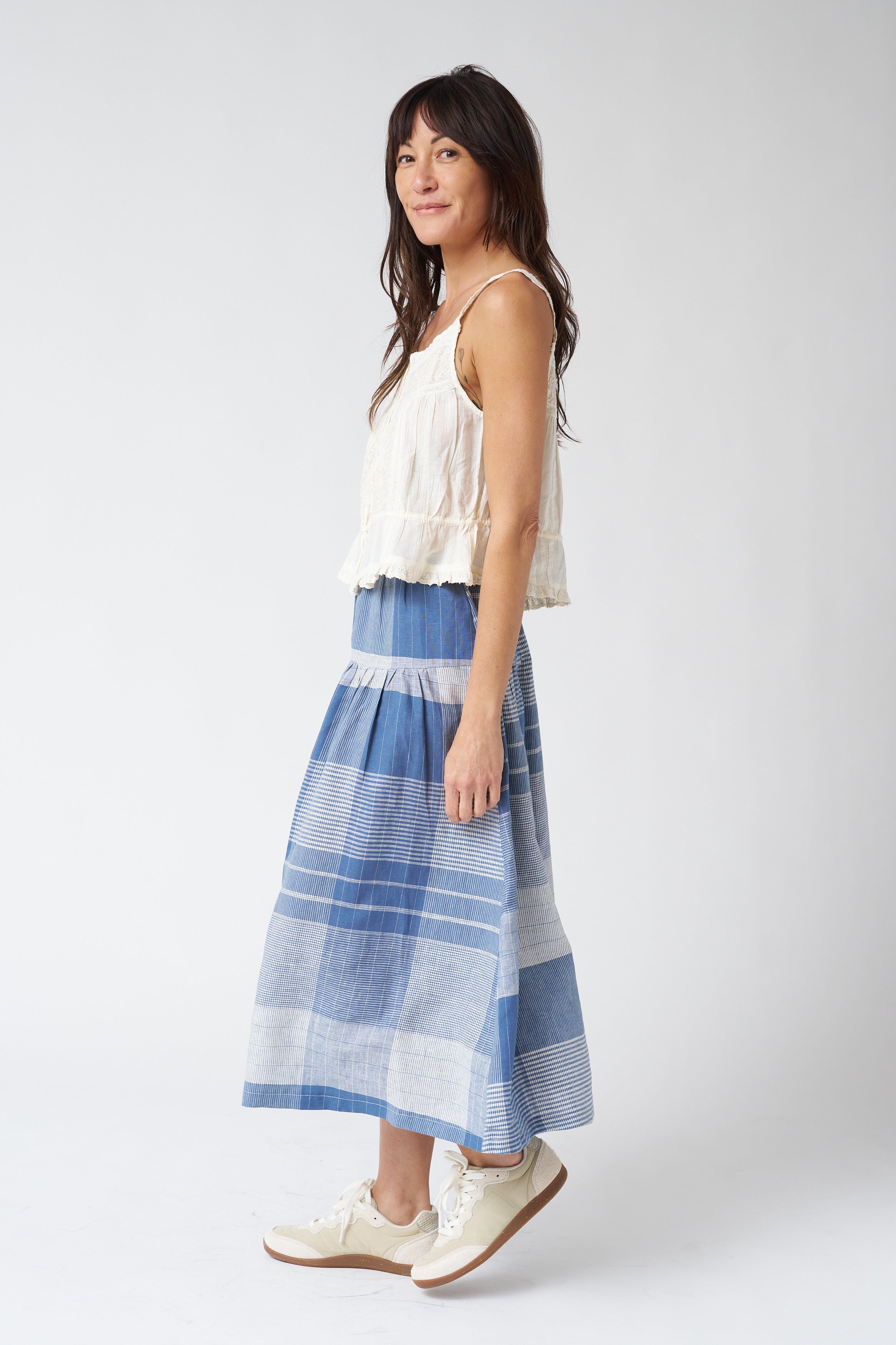 Allison Wonderland Pelican Skirt in Blue Plaid