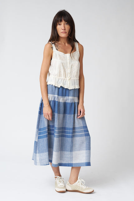 Allison Wonderland Pelican Skirt in Blue Plaid